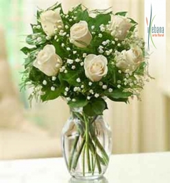 Ramo 6 rosas blancas frescas funeral